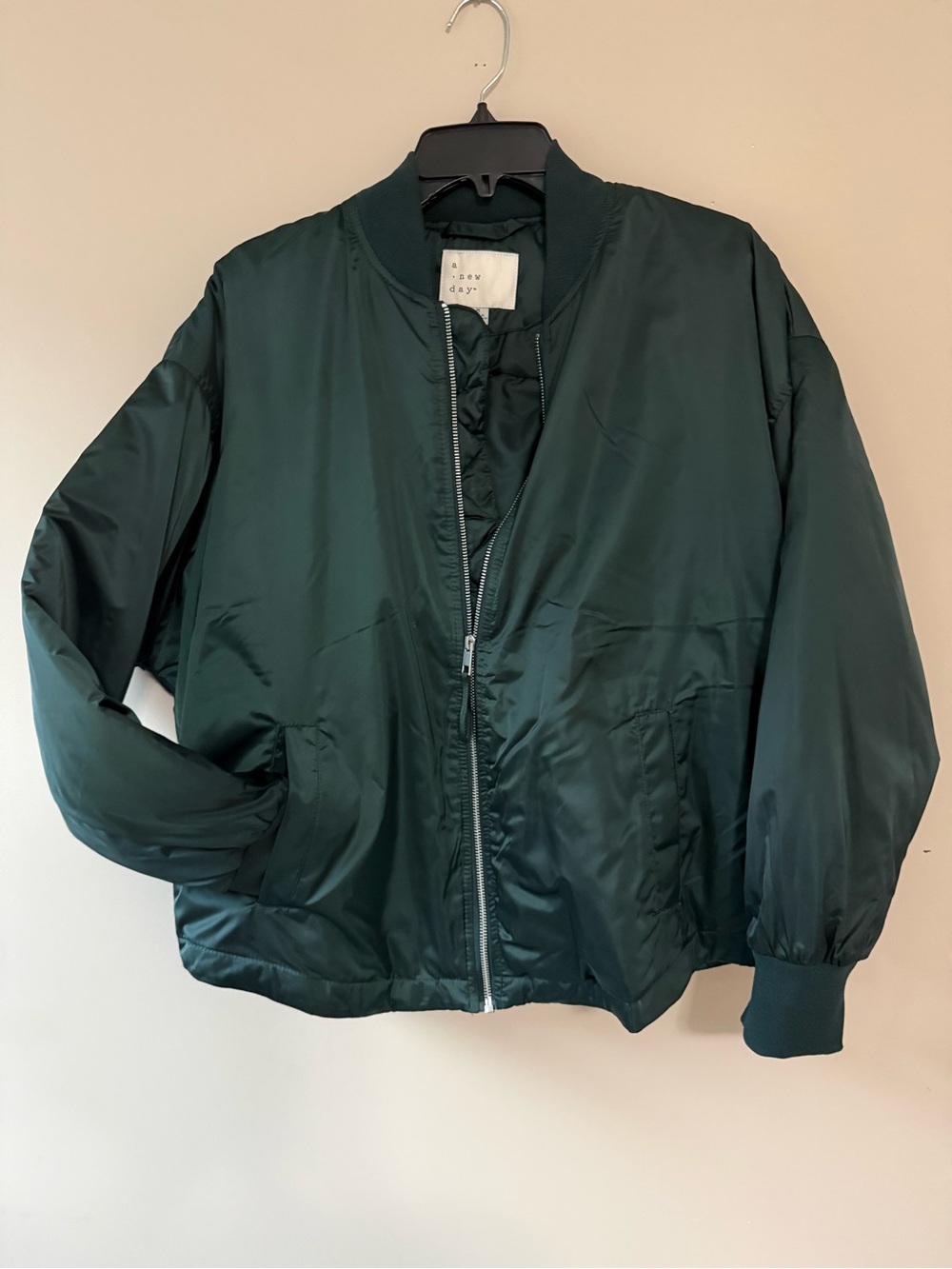 a new day Forest Green Nylon Bomber Jacket